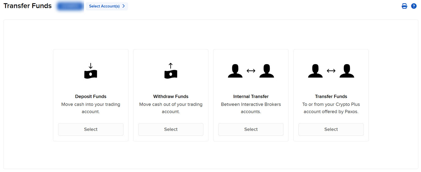The transfer funds panel in Portal. 